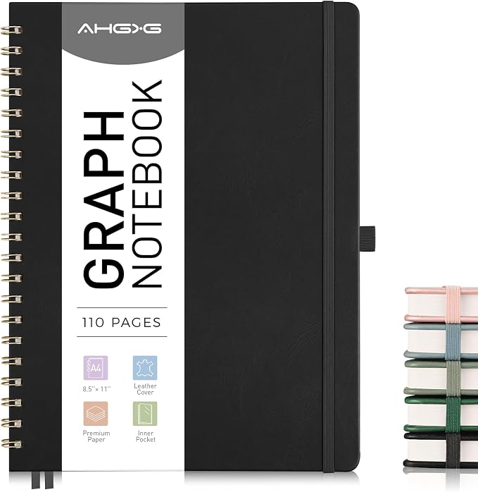 AHGXG Graph Paper Notebook, 110 Pages, A4 (8.5" x 11")