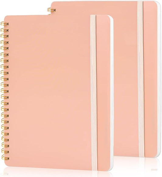 Utron Spiral Notebook For Women & Men, 2PCS Spiral Journal Notebooks, 5.9 x 8.3” College Ruled Notebook For Work Notes, Journal Writing, And Daily Life Entries (Pink)