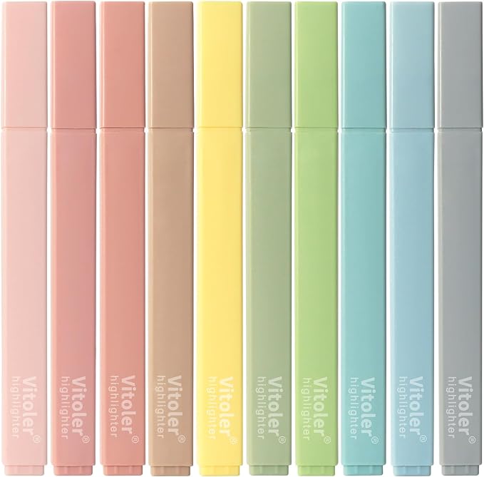 Piochoo Highlighters Assorted Colors,10Pcs Bible Highlighters and Pens No Bleed, Assorted Colors, Pastel Set, Cute Marker Pens for School Journaling