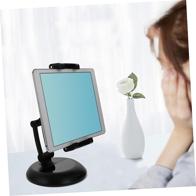 ARTIBETTER Desktop Phone Holder Stand for Tablets and Phones Stable Multi Angle Support Rack for Video Chat Study and Indoor Viewing Portable Black Bracket for Flat Surfaces