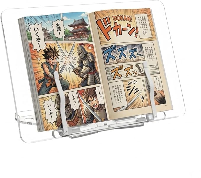 Acrylic Book Stand for Reading, Adjustable Book Holder & Tablet Stand, Portable Page Holder for Cookbooks, Textbooks, Notebooks, Recipes (M (9.4 * 13.4 inch))
