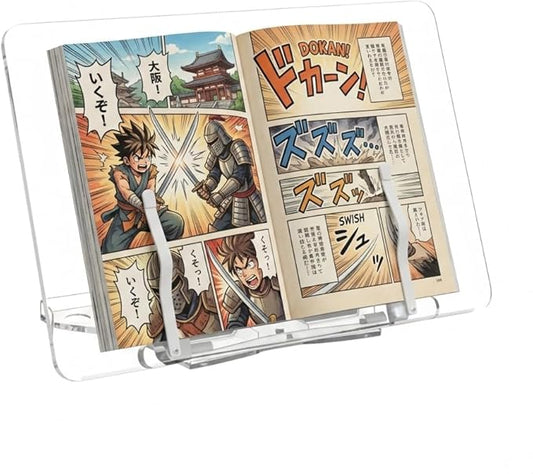 Acrylic Book Stand for Reading, Adjustable Book Holder & Tablet Stand, Portable Page Holder for Cookbooks, Textbooks, Notebooks, Recipes (M (9.4 * 13.4 inch))