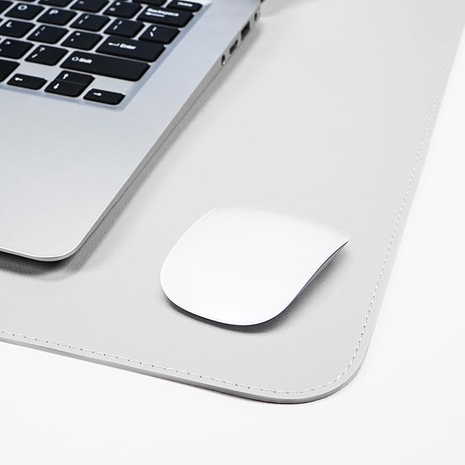 AFIING Cork Desk Mat 31.5" x 17", Waterproof Dual-Sided Cork & PU Leather Desk Pad, Non-Slip Desk Protector for Home Office, Workspace Setup & Gaming (White)