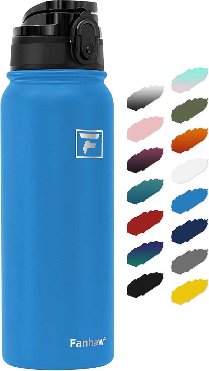 Fanhaw 20 oz Insulated Stainless Steel Water Bottle with Anti-Dust Chug Lid, Leakproof Vacuum Metal Everyday Use Bottle for Kids, Teens & Adults, Back to School Essentials (Sky Blue)