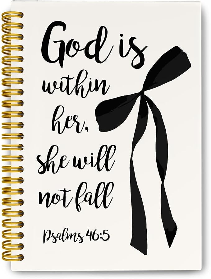 JKMBN Modern Black Bow Notebook, Christian Journal for Bible Notes