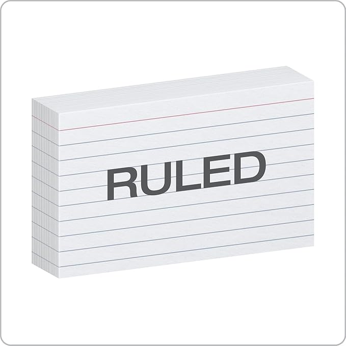 Oxford Index Cards, 500 Pack, 3x5 Index Cards, Ruled on Front, Blank on Back, White, 5 Packs of 100 Shrink Wrapped Cards (40176), Pack of 20