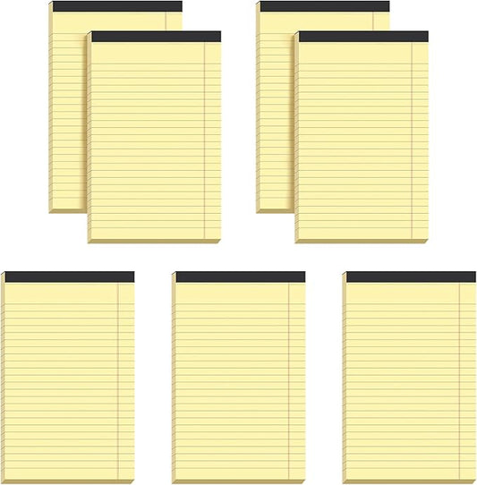 VITEVER Small Note Pads 5x8,[7 Pack] Narrow Ruled Legal Pads,Micro Writing Pads Perforated Lined Note Paper for Study,Office,To-Do Lists,30 Sheet/notepad,Light Yellow