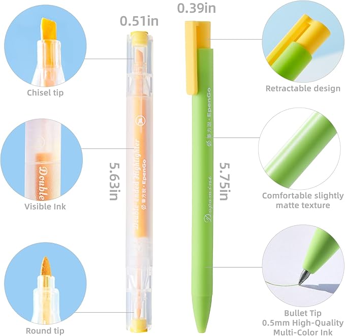 Bible Highlighters No Bleed, Double-Ended 12 Pack Assorted Pastel Colors Highlighter, Chisel and Fine Tips for School & Bible Study, Quick-Dry Pens for Note Taking, Journaling & Art