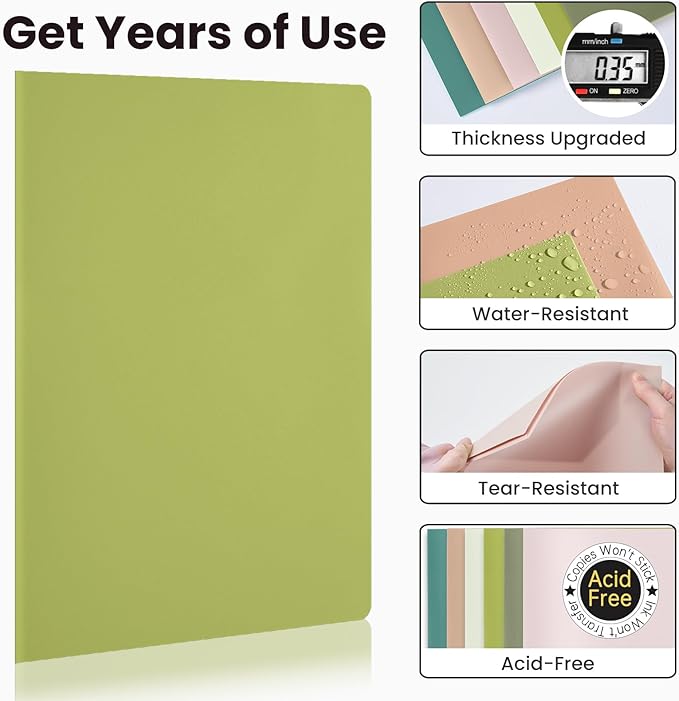 Sooez 6Pack Folders with Pockets, Pocket Folders with Extra Labels, Plastic Folders with Pockets, 2 Pocket Folders Bulk, Heavy Duty File Folders, School Folders Business Folder Office Filing Supplies