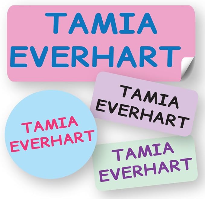 120-ct Personalized Waterproof Name Labels – 3-Line Custom Stick-On Tags for Daycare & Camp – Dishwasher-Safe, Cute Pastel Designs, Pre-Cut