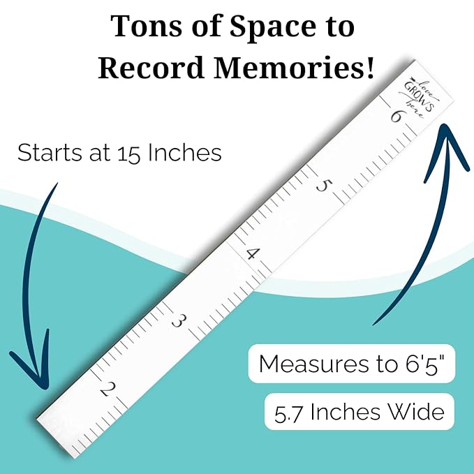 HEADWATERS STUDIO Wooden Ruler Growth Chart for Kids, Boys and Girls - Height Chart & Height Measurement for Wall - Kids Nursery Wall Decor and Room Hanging Wall Decor - Love Grows Here - White