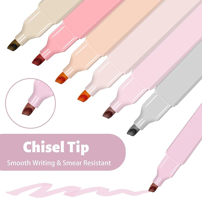 Piochoo Highlighters Assorted Colors,10Pcs Pastel Highlighter No Bleed,Chisel Tip Bible Highlighters,Book Highlighter Bible Study Supplies
