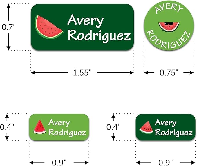 Waterproof Custom Name Stickers (135 Labels) - Personalized Daycare Labels for Clothing, Water Bottles, Lunch Boxes & School Supplies - Ideal for Camp & Daycare - No-Iron (Watermelon)