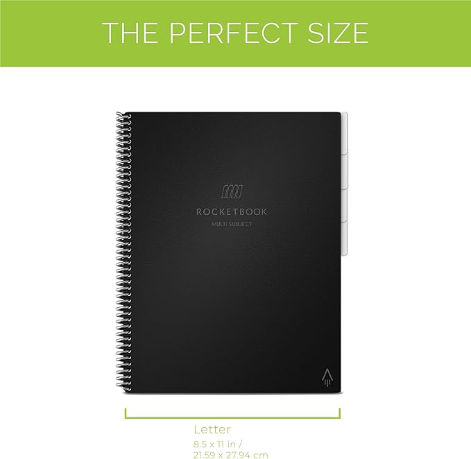 Rocketbook Multi-Subject Smart Notebook | Scannable Notebook & 1 Microfiber Cloth | Teal, Letter Size (8.5" x 11") & Pen/Pencil Holder (Pen Station)