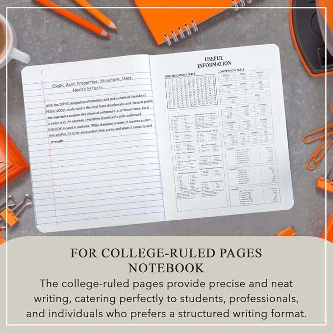 THREE LEAF 100 SHEETS COLLEGE RULED 9-3/4" x 7-1/2" COMPOSITION NOTEBOOK, PACK OF 12, WRITING JOURNAL NOTEBOOK, HOME SCHOOL SUPPLIES FOR COLLEGE STUDENTS & K-12, SEWN BINDING HARD COVER MARBLE