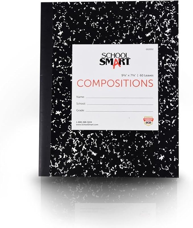 School Smart Flexible Cover Ruled Composition Book, 60 Sheets, 9-3/4 x 7-1/2 Inches