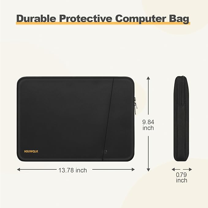 360 Protective Laptop Carrying Case 13.3 inch,13-13.3 inch Laptop Sleeve Compatible with MacBook Air/Pro 13/Pro 14,HP Dell ASUS Lenovo,Shockproof Computer Sleeve Bag with Pocket, Black