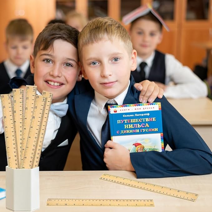 Wooden Ruler 12 Inch, 20 Pack Wooden Rulers Bulk for Classroom, Wood Measuring Ruler for Students, Teachers, School