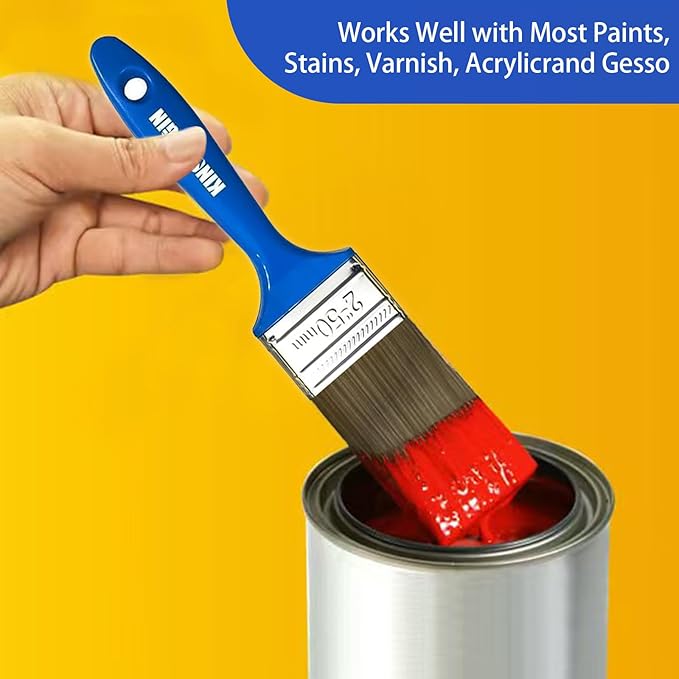 King Origin Versatile Paint Brush Set, 3 Pack, 2 Inch Paint Brushes, Small Paint Brushes for Walls, Furniture, Crafts - Detailed Painting & Larger Surface Coverage