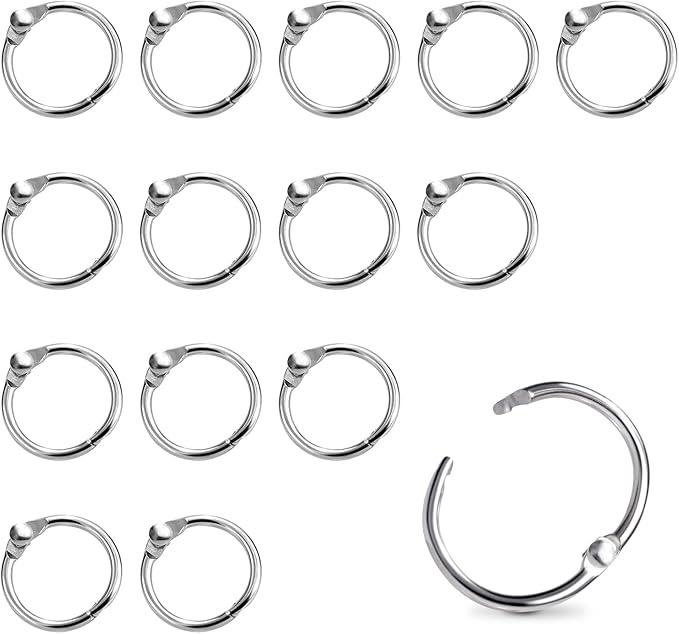 15 Pack 5/8" Mini Binder Rings Metal Loose Leaf Loop Book Ring for Flash Card Index, Silver, 16mm