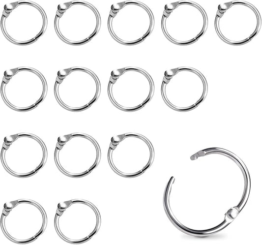 15 Pack 5/8" Mini Binder Rings Metal Loose Leaf Loop Book Ring for Flash Card Index, Silver, 16mm