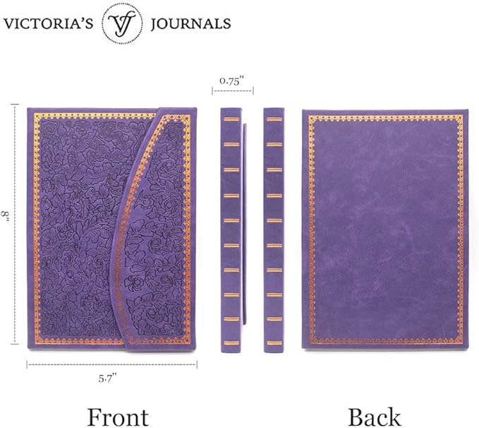 VICTORIA'S JOURNALS Magnet Journal, Carving Vintage Notebook Faux Leather Hard Cover Personal Diary Lined Pages Ribbon Bookmark, 8'' x 5.7''