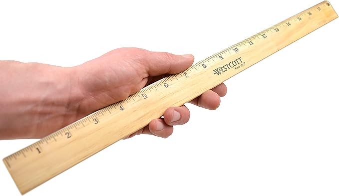 Westcott 18-Inch Wooden Ruler with Single Metal Edge, Clear Lacquer Finish, 12-Pack (05018)