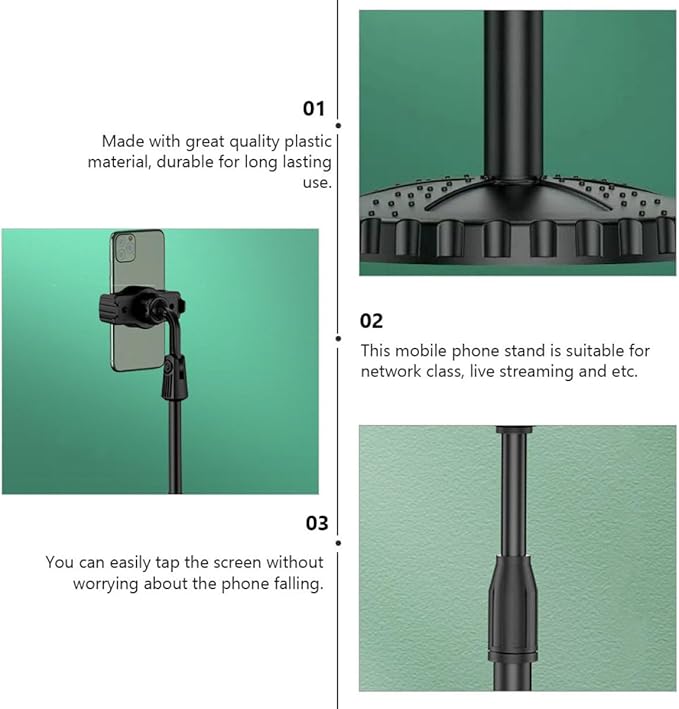 UKCOCO Telescopic Desktop Phone Holder Stand for Network Classes, Adjustable Black Mobile Phone Support Cradle for Live Streaming and Video Calls