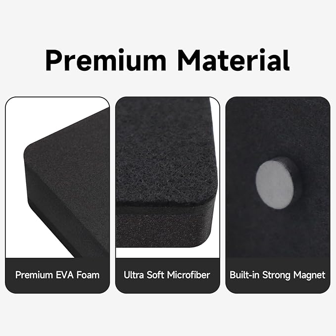 Dry Erase Erasers, 24 Pack Magnetic Whiteboard Erasers for Kids and Students, Mini Dry Erase Board Erasers for Classroom Home, and Office, Black