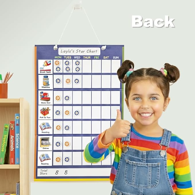 SchKIDules 2-Sided Magnetic Visual Schedule for Kids (Home Bundle) | Daily Routines, Chore/Reward Charts, ADHD Help | Includes 18” Folding Reversible Board, 129 Magnets & Dry Erase Marker