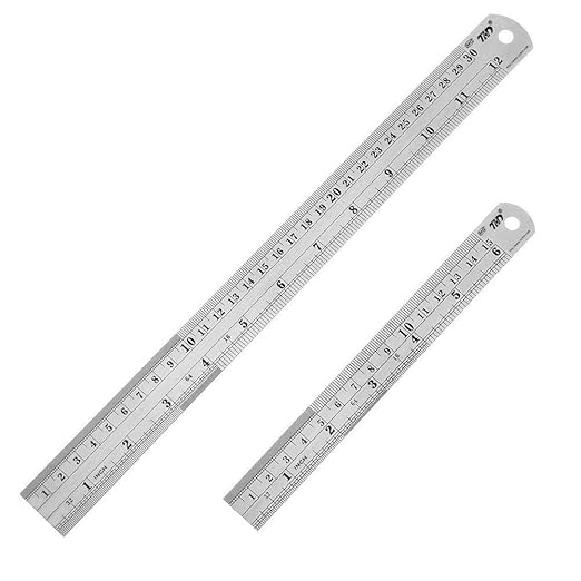 ZZTX Heavy Duty Stainless Steel Ruler Set 12 Inch (30 CM) + 6 Inch (15 CM) Metal Rulers Kit - Perfect Straight Edge for Easy Measurements