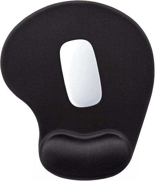 Hsurbtra Ergonomic Mouse Pad with Wrist Rest Support, Gel Mouse Pads with Non-Slip PU Base, Pain Relief Memory Foam Computer Mat, Cute Office Supplies Desk Decro Accessories, Jet Black