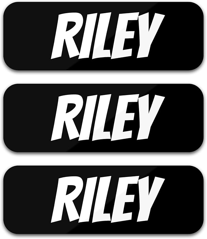 Custom Name Labels for Kids (120 Labels) Personalized Waterproof Clothing Stickers for Daycare, Camp or School - Name Stickers for Bottles, Jackets, Backpacks, Shoes and School (Black)