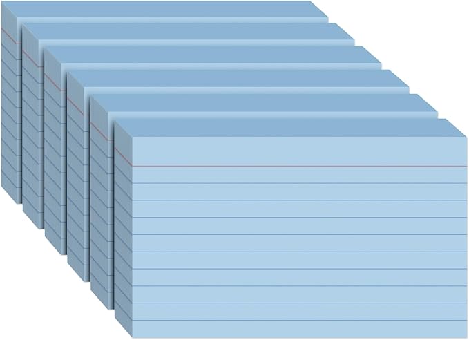 300PCS Index Cards 3 x 5 Inch, Blue Flash Cards, Lined Flashcards Notecards, Flash Cards for Studying, Ruled Front and Blank Back, Note Cards for Office, Home and School