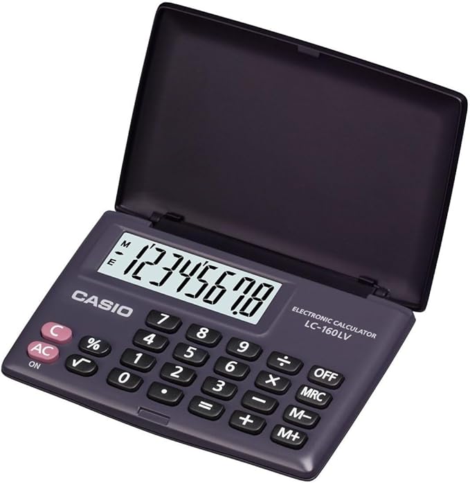 Casio Lc-160lv-bk-w Portable Type Calculator with 8-digit Extra Big Display Cover Folds a Full 360 Degrees