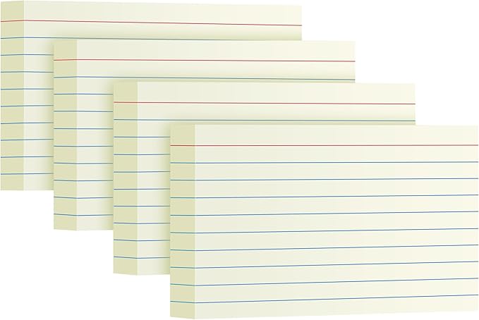 YIZUUN Cream Index Cards 3x5, 200 Pack, Ruled Index Cards, Flash Cards for Studying, Heavy Note Cards for Office, Home and School, 4 Packs of 50