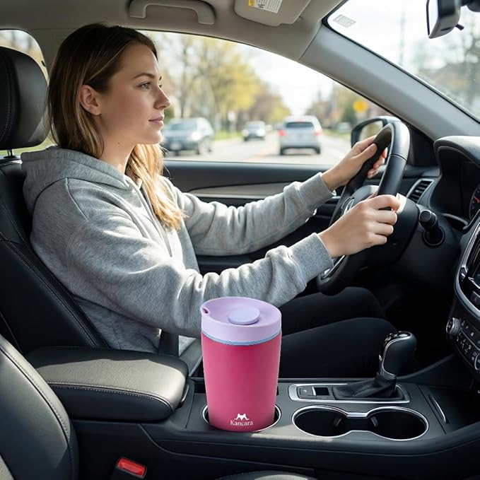 12 oz coffee tumbler Insulated coffee mug with lid Slider Insulated Stainless Steel Coffee Tumbler, Travel Mug for Hot and Iced Beverages insulated travel coffee mug (BB pink)
