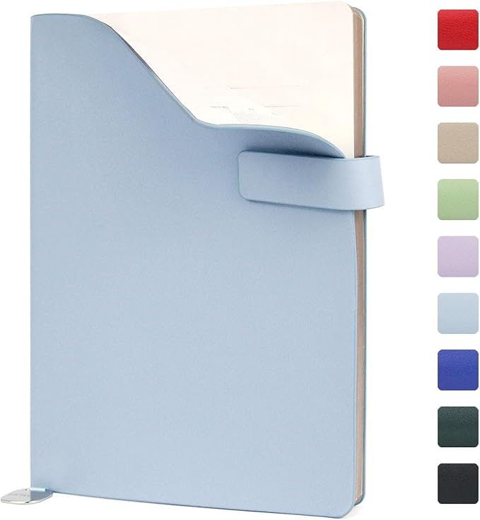 Softsided Notebook - 5.7"x 8.4" - upgraded texture, classic line design, paper for smooth writing, elegant hangtag detail, with box, perfect for both gift and personal use(Light Blue)