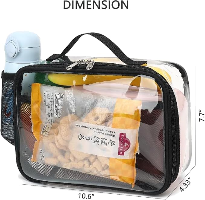 GYEUKHAM Insulated Lunch Box for School, Thermal Reusable Durable Freezable Lunch Bags for Kids Boys Girls Men Women - Small Soft Cooler Portable Lunch Tote Kit for Work Picnic Travel,Clear Black