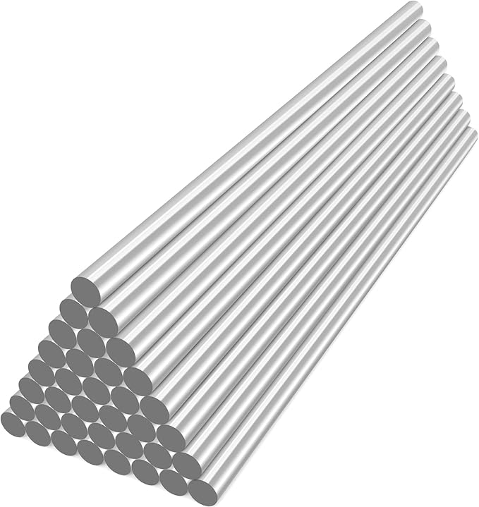 ENPOINT Metallic Silver Hot Glue Sticks Mini, 8" Long x 0.27" Dia Small Hot Melt Glue Sticks Colored, 36 Pack Sealing Wax Adhesive Sticks for Stamp, Crafting, Wedding Cards, Decoration