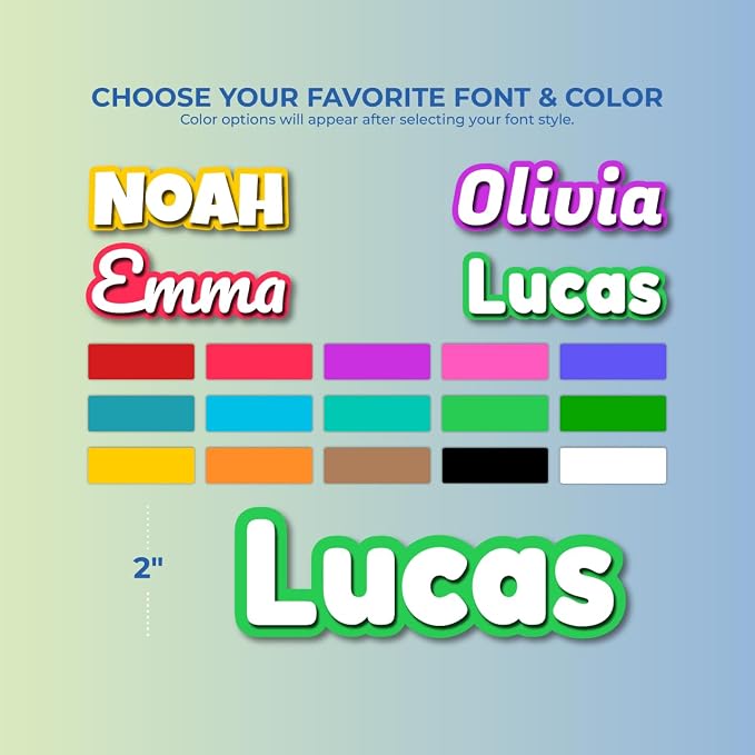 Custom Name Stickers 3-Pack 2" for Water Bottles | Waterproof Personalized Vinyl Name Labels for Laptops, Cups, Daycare and School; Auto-Adjusting Length, Residue-Free Removal