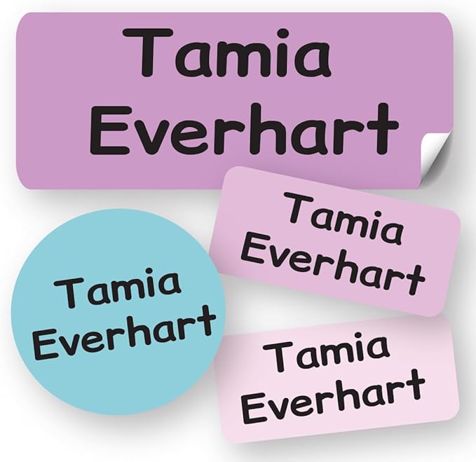 120-ct Personalized Waterproof Name Labels – 3-Line Custom Stick-On Tags for Daycare & Camp – Dishwasher-Safe, Cute Pastel Designs, Pre-Cut