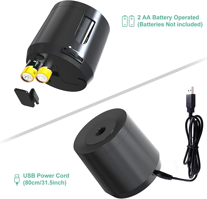 Bocyteopr Automatic Electric Pencil Sharpener, USB & Battery Operated, Adjustable Sharpening for Colored Pencils(6-8mm), for School/Classroom/Student(Black)