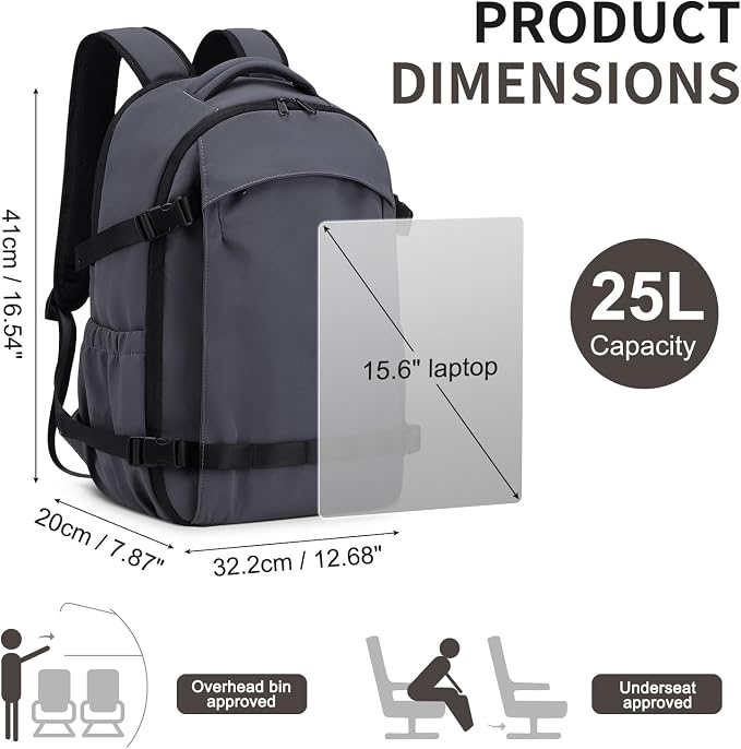 Travel Backpack Women Men Lightweight Laptop Daypack Grey Blue | fit 5.6" Laptop,TSA Approved Carry on Bag, Personal Item Travel Backpack