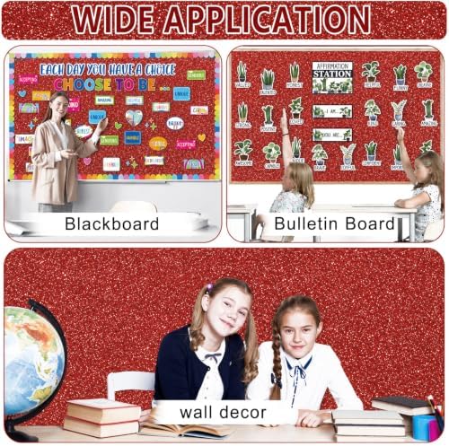 Glitter Red Bulletin Board Roll Non-Woven Fabric Poster 15.7" x12ft