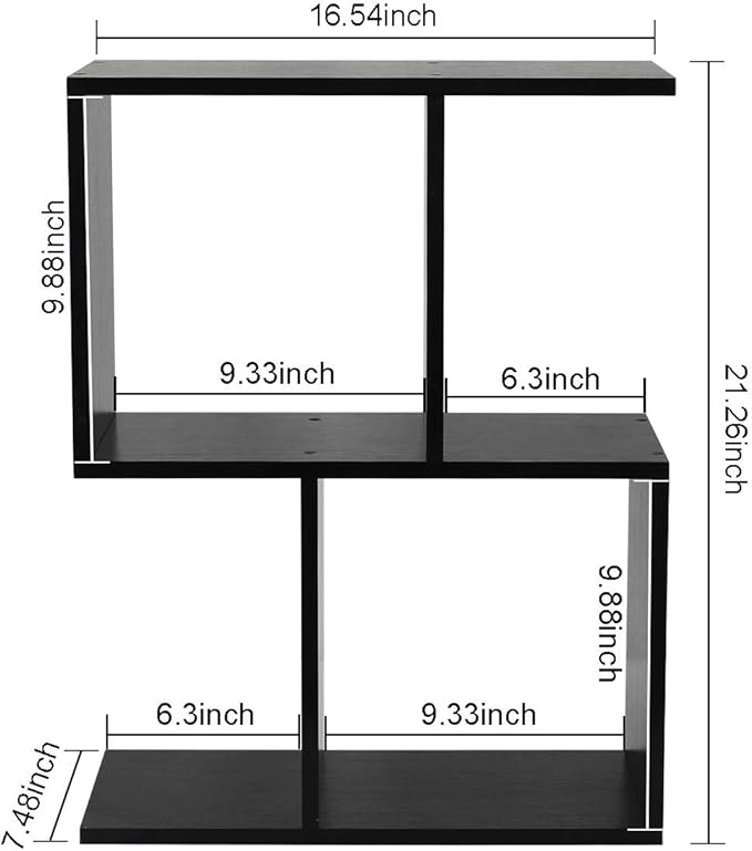 PAG Desktop Shelf Freestanding Wooden Small Bookshelf Desk Supplies Organizers and Accessories Storage Display Rack Office Dorm Decor for Women, Black