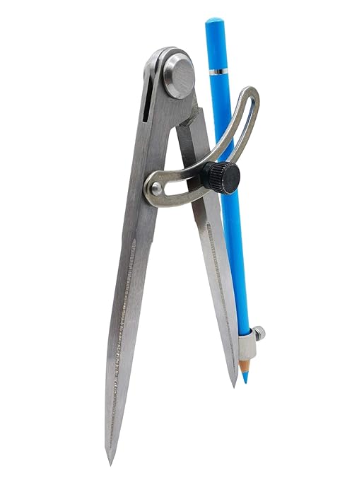 6/8/10 inch Professional Woodworking Compass with Pencil Holder & Lockable Wing, Geometry & Drafting Compass for Carpenter (6 inch)
