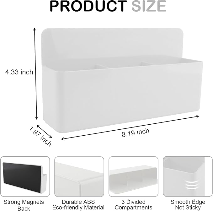 KITANIS Magnetic Pen Holder,3 Compartments Magnetic Dry Erase Marker Holder,Extra Strong Magnet Storage Marker Pen Pencil Organizer for Refrigerator,Whiteboard,Locker Accessories(Long Style)
