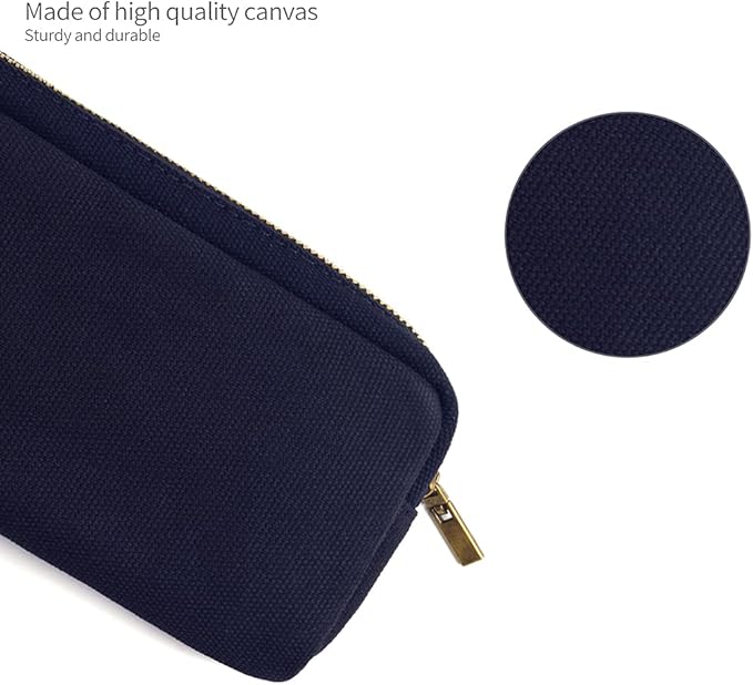 Pencil Pen Case, Canvas Pencil Pouch Big Capacity Pen Bag with Zipper Durable Stationary Storage Bag for Adult Students Officers