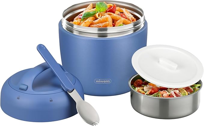 wiwens Thermo Food Jar for Hot Food Adults 32OZ Soup Thermo Lunch Containers Wide Mouth Vacuum Insulated Stainless Steel Leakproof Bento Box with Spoon